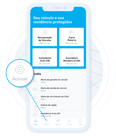 Mobile com indicação de onde acionar o serviço